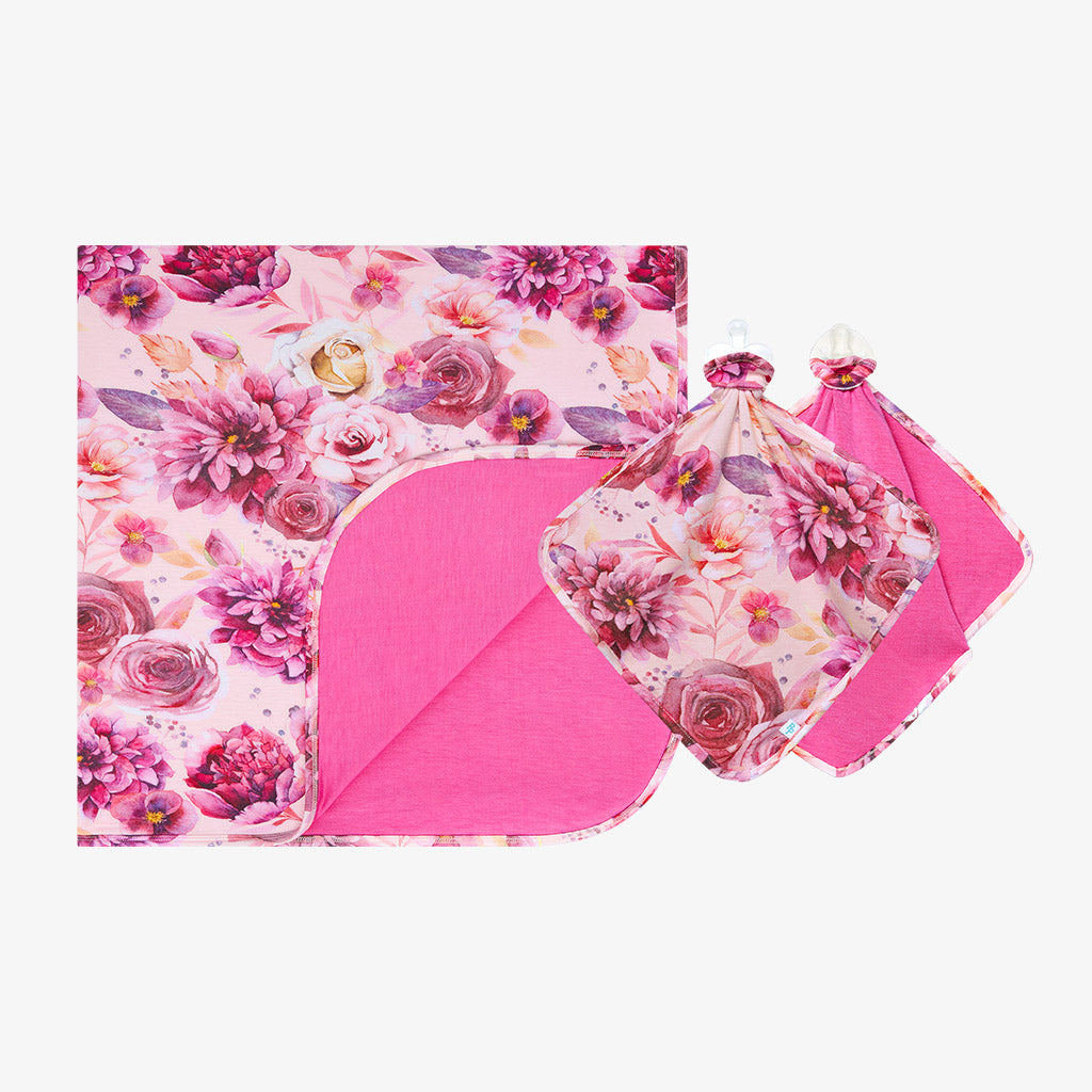 Posh Peanut Bamboo Patoo 35"x35" Blanket & Lovey Set, Amira Floral