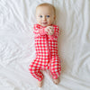 Posh Peanut Bamboo Convertible Zippered Onepiece Romper -  Polly Barn Red Gingham