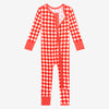 Posh Peanut Bamboo Convertible Zippered Onepiece Romper -  Polly Barn Red Gingham