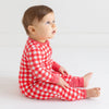 Posh Peanut Bamboo Convertible Zippered Onepiece Romper -  Polly Barn Red Gingham