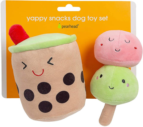 Pearhead Plush Squeaky Dog Toys - Mochi, Boba Toys