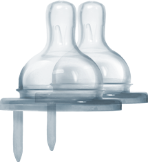 Plastic-free silicone tip nipples for baby bottles, wide mouth, reduces colic, nipple bottle top