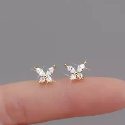 Mini Pierced Earrings, Gold Plated Butterfly