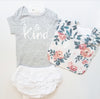 Be Kind, Onepiece Snap Bodysuit, Grey