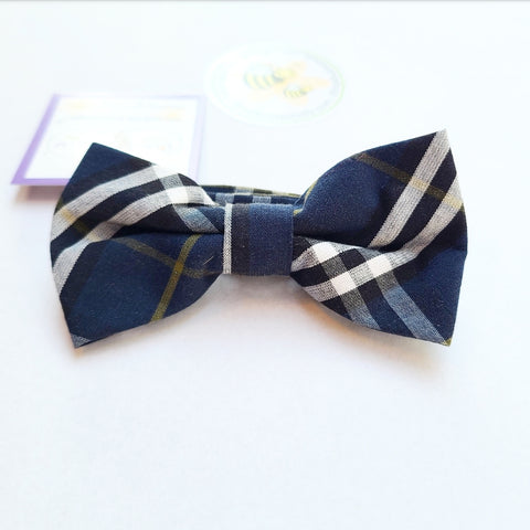 Boys Adjustable Bow Tie - Navy Plaid (Two Sizes)
