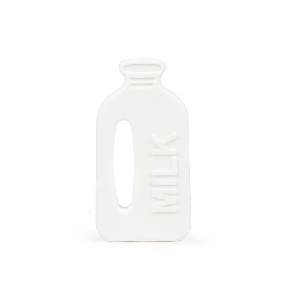 silcone teething and chew toy for babies, milk jug bottle