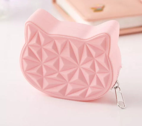 Squishy Silicone Coin Purse, Kitty, Pink