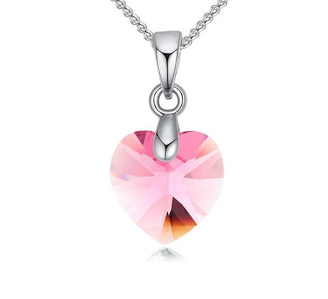 Swarovski Elements Austrian Crystal, Sweetheart Pendant Necklace, Pink