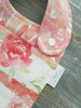 Handmade cotton flannel side snap bib, country rose, watercolor drool catcher