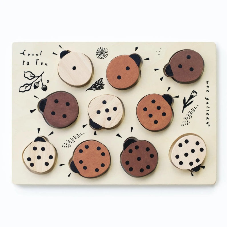 Wee Gallery Eco-friendly Sustainable Rubber Wood Counting Sorter - Ladybug