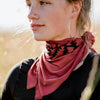 Ladies Hand-Printed Jersey Bandana, Black Fern Cinnamon