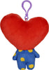 BT21 Official Line Friends 4" Plush Backpack Clip, Tata Heart