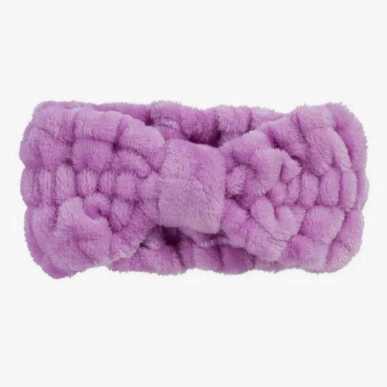 Cala Lux Spa Plush Bow Makeup & Skincare Headband, Lavender