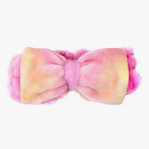 The Creme Shop Plush Bow Makeup & Skincare Headband, Pink Tie Dye