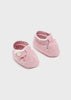 9641 Heirloom Knit Booties, Rosette Pink front