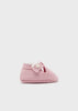 9641 Heirloom Knit Booties, Rosette Pink side