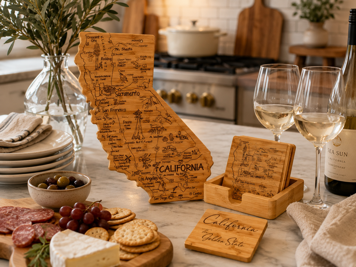 Totally Bamboo Destination California State Shaped Cutting Board