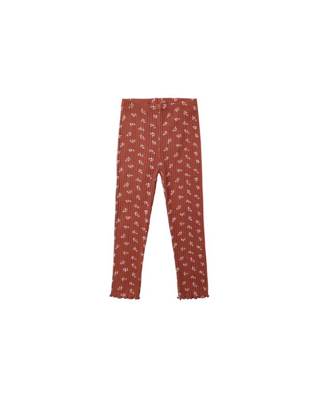 Holiday Shop at Bubble Belly: Rylee + Cru girls ribbed legging, ruby ditsy floral, front view