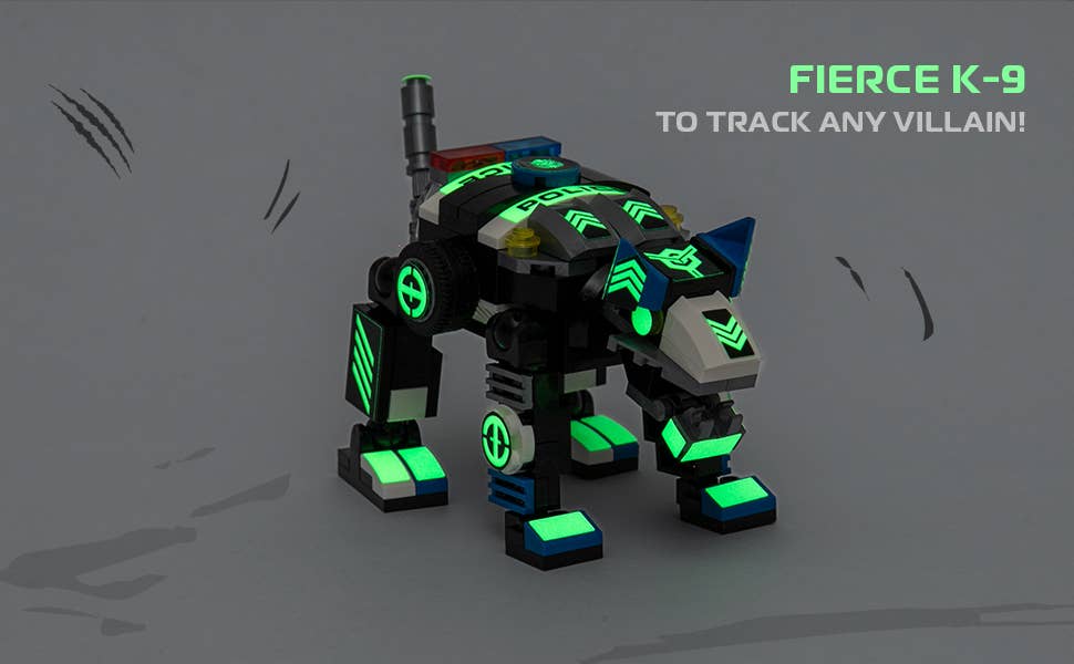 Robotryx Block Builder Set 3-in-1 (279 pc), Ages 6Y-Adult, Police Glow-in-the-Dark, Voltroid