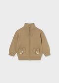 Mayoral 2381 toddler cookie knit zip-up jacket with puppy pockets - front