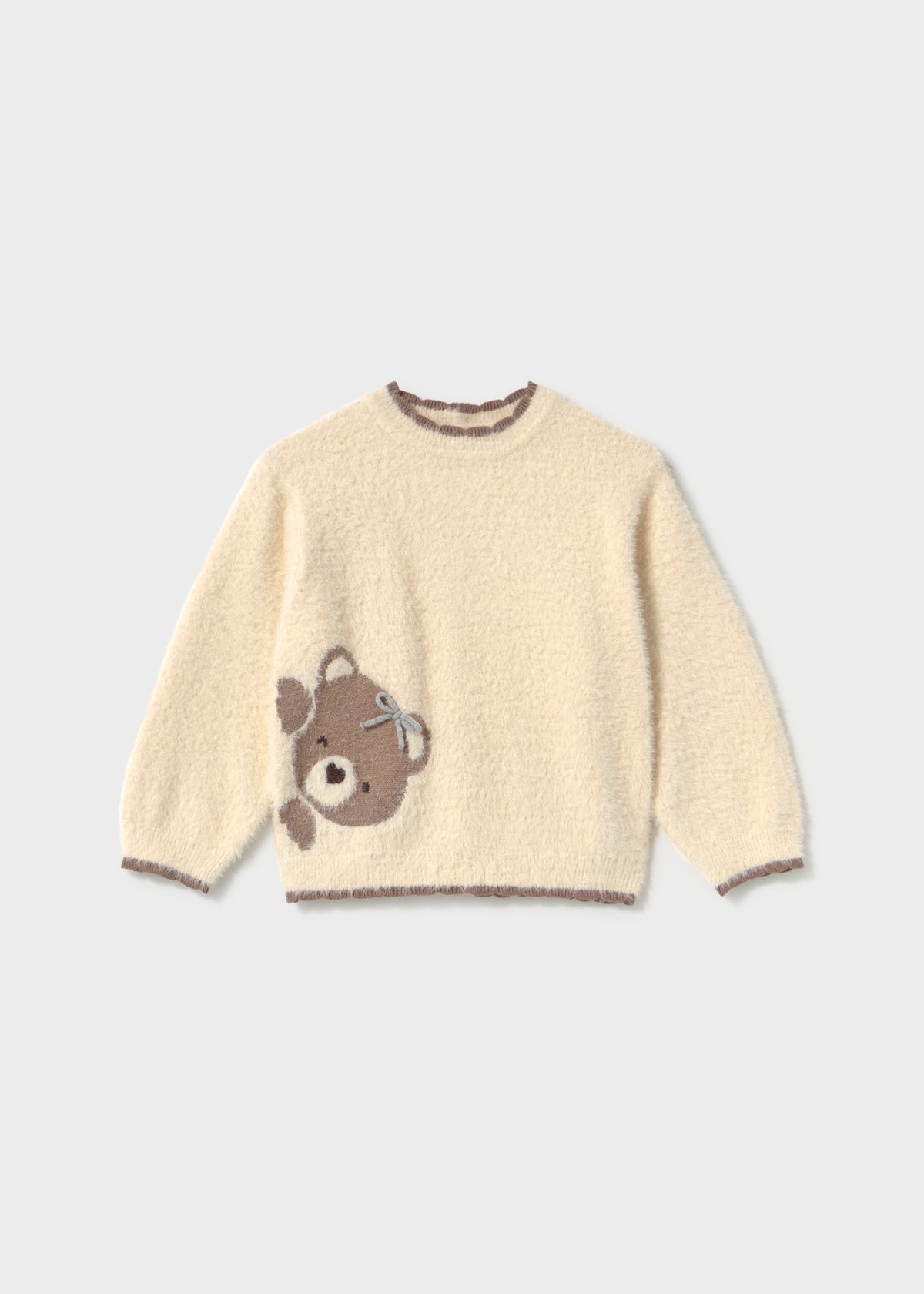 Mayoral 2383 toddler girl soy fuzzy teddy bear sweater - front