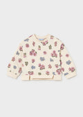 Mayoral 2433 toddler girl natural floral crewneck sweatshirt - front