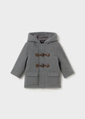 Mayoral 2426 toddler boy charcoal hooded toggle duffle coat - front