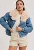 Bluivy Detachable Faux Fur Collar Lined Zippered Denim Jacket