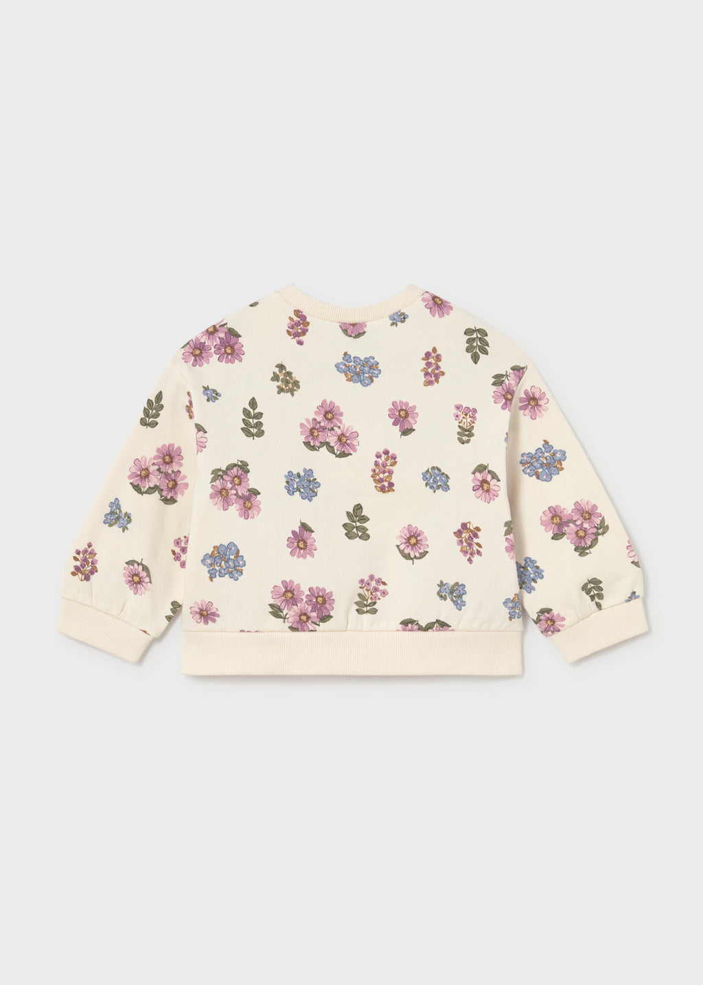 Mayoral 2433 toddler girl natural floral crewneck sweatshirt - back