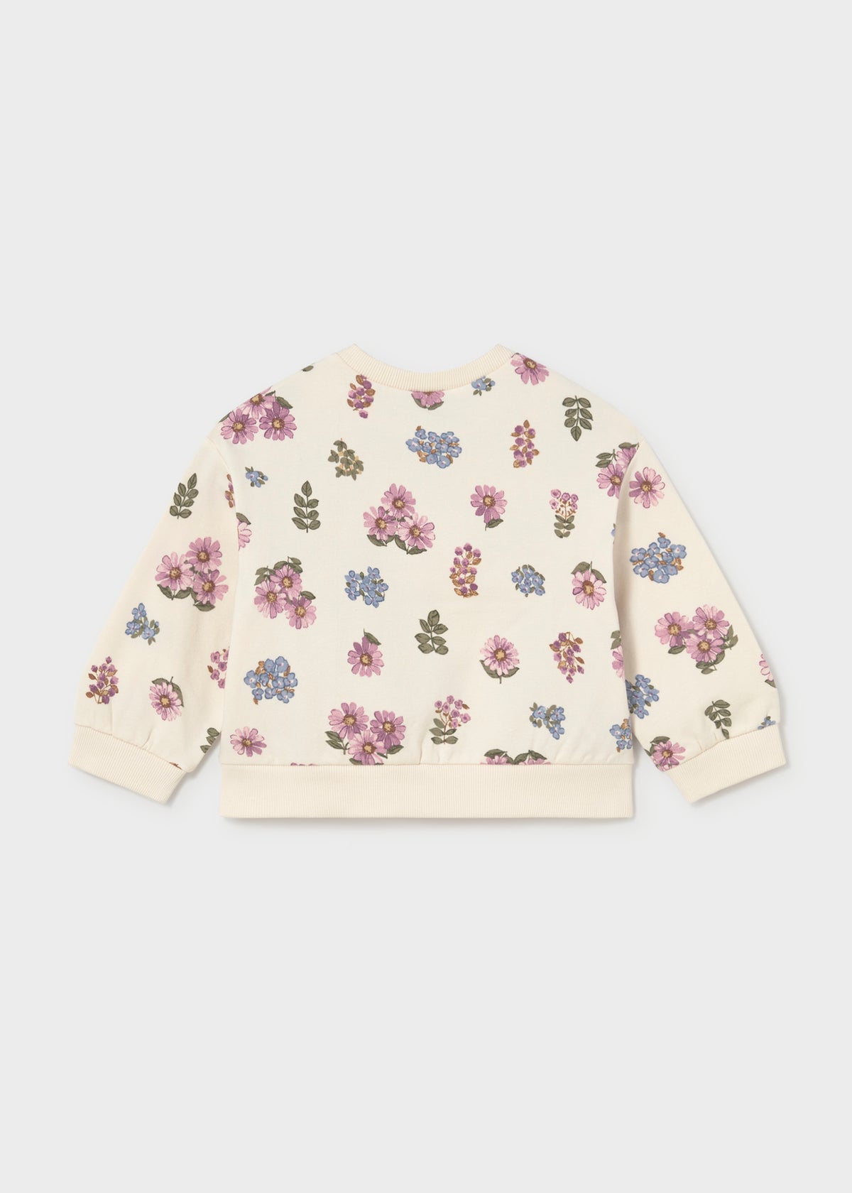 Mayoral 2433 toddler girl natural floral crewneck sweatshirt - back