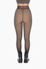 Women's Faux Fur Lined High-Waisted Footless Tights, Nude Undertone: Black