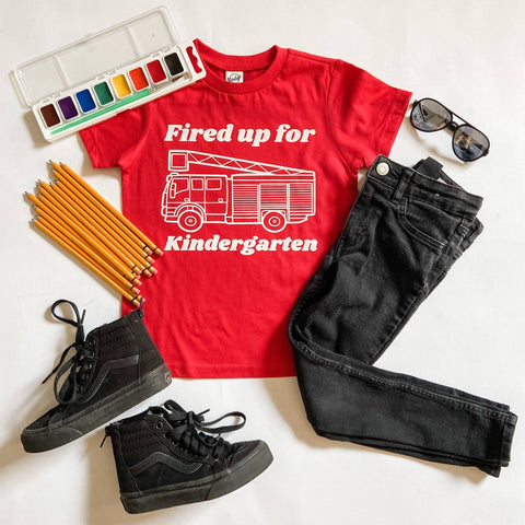 Back To School, Fired up for KINDERGARTEN Red Tee