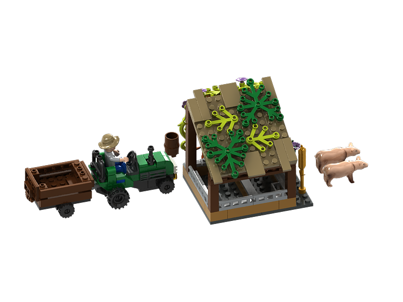 Builder Bricks - Pig Farm and Tractor Building Brick Kit (202 pcs)