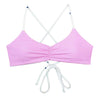 Tween/Teen Reversible Eco-friendly, Sustainable Swim Bralette Top - Malia Natural Tropical Flowers/Orchid Pink