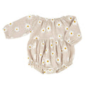 100% Cotton Muslin L/S Bubble Romper - Natural Daisy