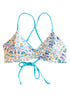 Tween/Teen Reversible Eco-friendly Sustainable Swim Bralette Top - Santorini Blue Tile/Mediterranean Blue
