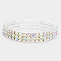 Rhinestone Stretch Bracelet - 3 Rows AB Crystal, 5Y-Adult