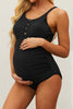 Ribbed Spaghetti Strap One-Piece Maternity Swimsuit - (3 COLOR OPTIONS)