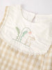 Sleeveless Embroidered Bunny Bib Flare Dress - Natural Gingham