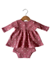 SpearmintLOVE Organic Cotton Waffle Simple Dress & Bloomer Set, Mauve Heart