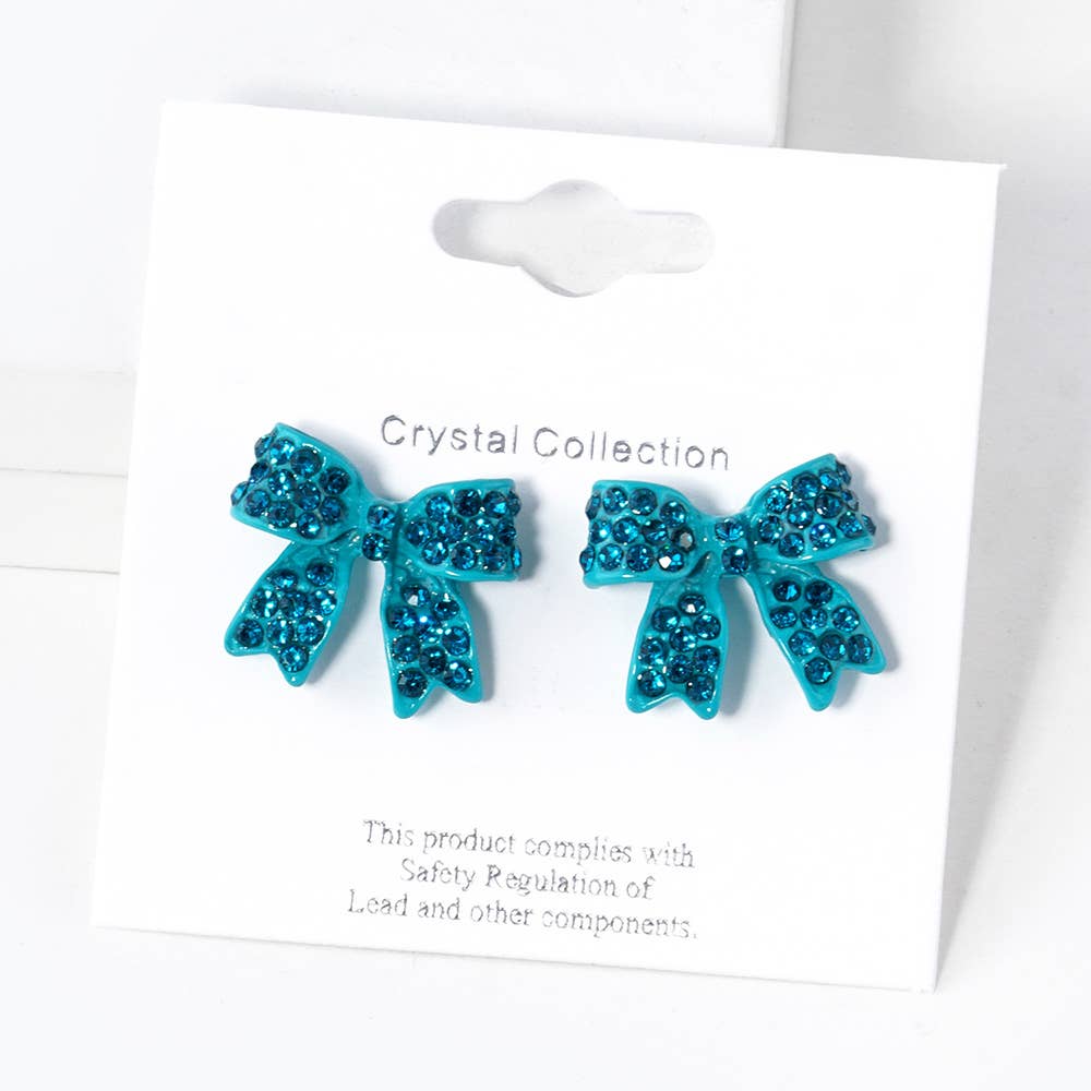 Pave Bow Stud Earrings: Jet Black Crystallized