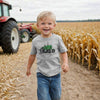 Barefoot Graphic Print S/S TShirt, Heather Grey, Green Tractor, "Drive"