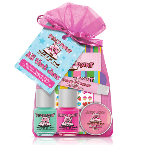 Piggy Paint, Gift Set, All that Jazz Polish, Hand & Lip Balm, & Sticker Set