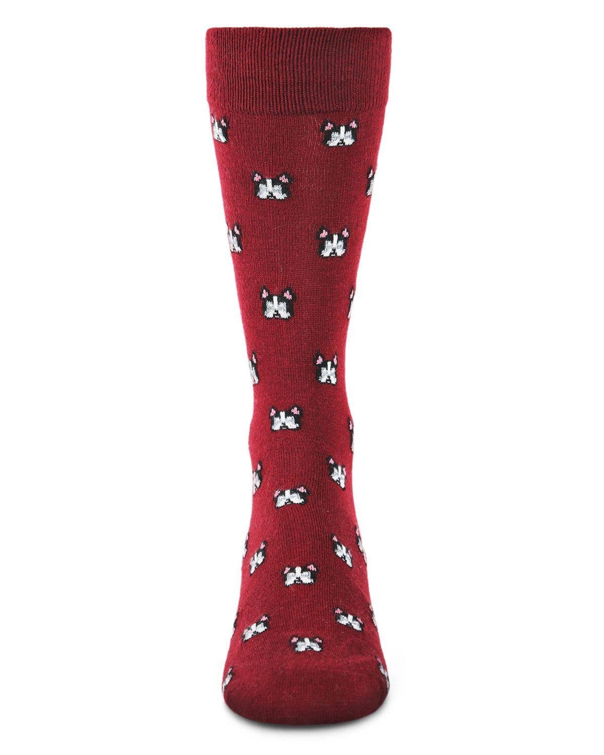 Men's Cashmere Blend Crew Socks - Frenchies, Cabernet Red, O/S 10-13