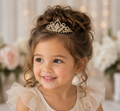 Marquise Stone Pointed Rhinestone Paved Princess Mini Tiara with Comb: Gold Clear