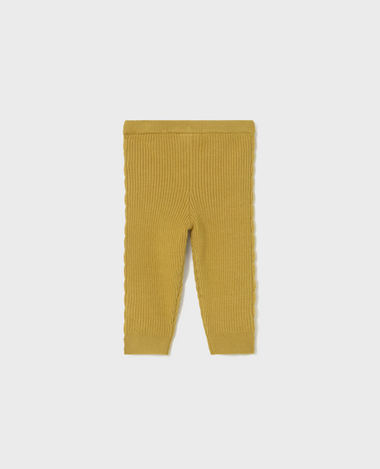 Mayoral toddler girl soft knit leggings, honey mustard, view 3