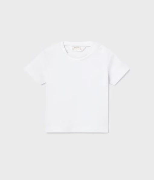 Mayoral baby boy sustainable cotton t-shirt, white, front view