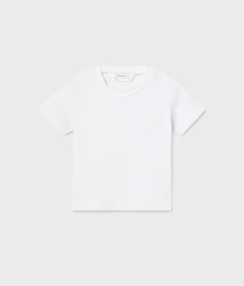 Mayoral baby boy sustainable cotton t-shirt, white, front view