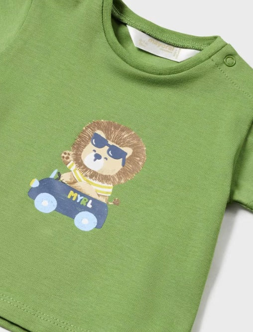 Mayoral baby boy sustainable cotton t-shirt, kale lion, detail