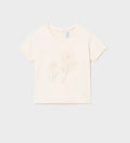 1009 Toddler Girls Sustainable Cotton Embroidered Floral Tone-on-Tone Tshirt - Chickpea